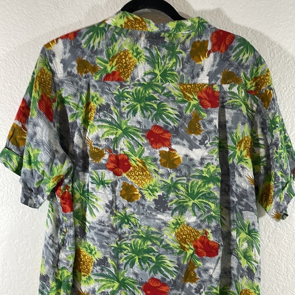 Aeropostale Shirt Pineapple Hibiscus Hawaiian Mens Short Sleeve Size Large - Picture 5 of 8